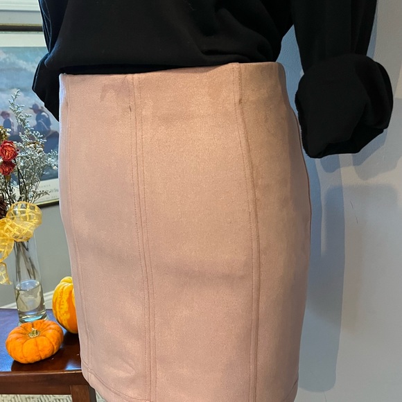 SHINESTAR Mini Skirt (only) Pink Faux Suede Back Zipper Size Small - Picture 3 of 10